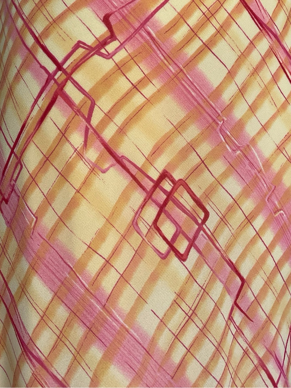 Vintage Y2K Sharon Max NWT Deadstock Orange pink geometric layered midi dress S - Picture 4 of 12